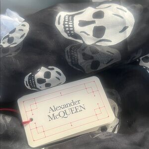 Alexander McQueen Black and White Skull Scarf
